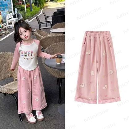 Toddler Girl Animal Print Plaid Trim Pants - Pink - 10-11T - image 3