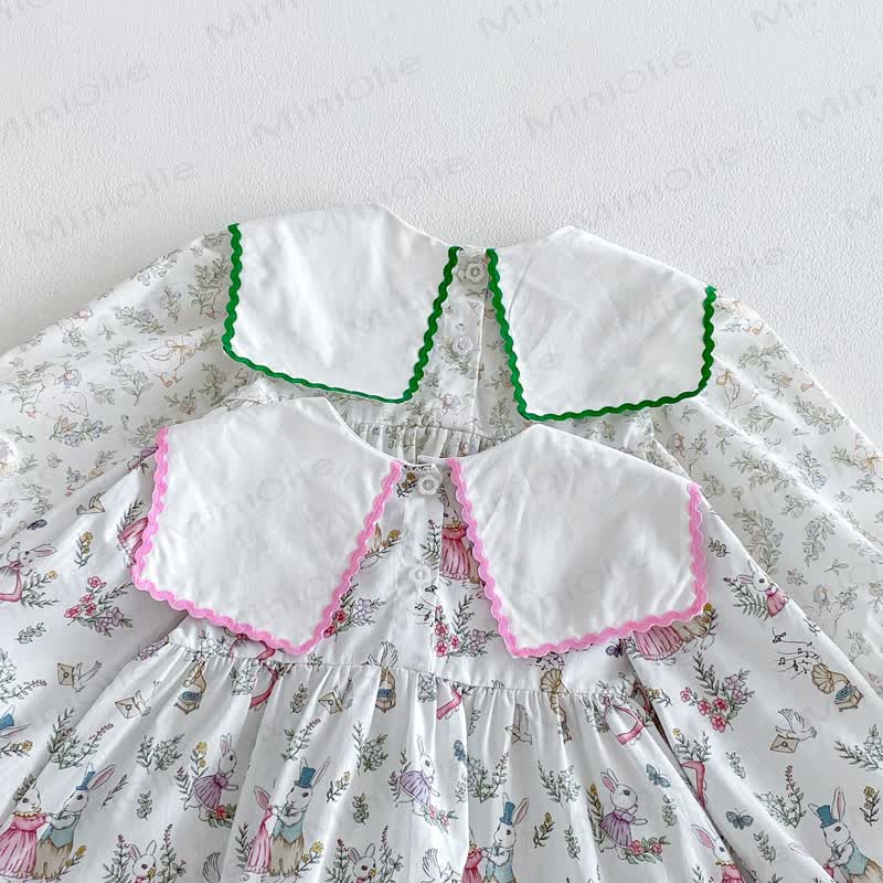 Toddler Girl Bunny Print Long Sleeve Dress - image 7