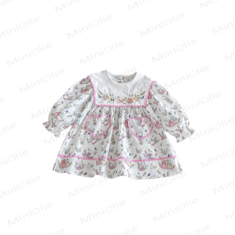 Toddler Girl Bunny Print Long Sleeve Dress - image 4