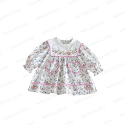 Toddler Girl Bunny Print Long Sleeve Dress - image 4