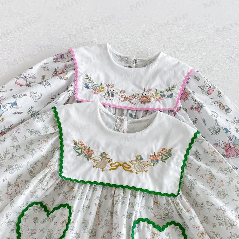 Toddler Girl Bunny Print Long Sleeve Dress - image 5