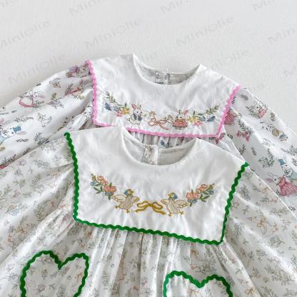 Toddler Girl Bunny Print Long Sleeve Dress - image 5