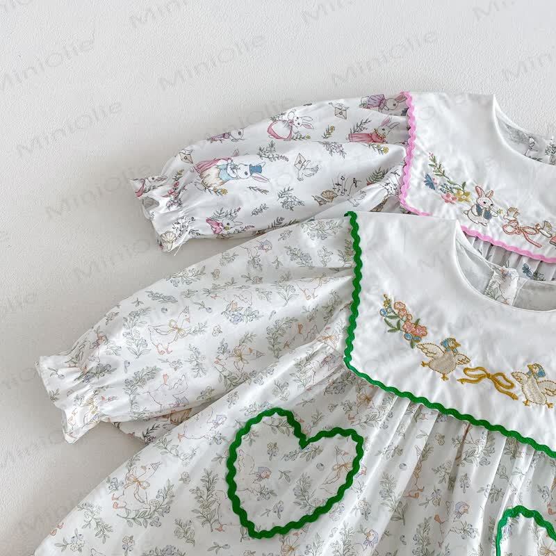 Toddler Girl Bunny Print Long Sleeve Dress - image 6