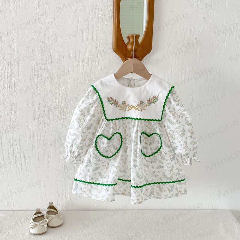 Toddler Girl Duck Print Long Sleeve Dress - image 3