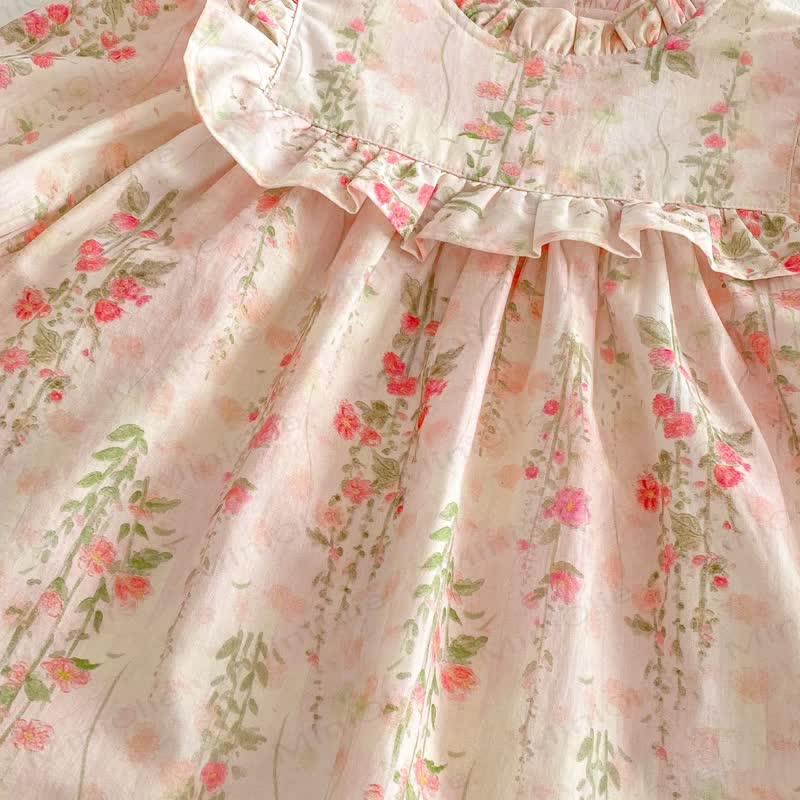 Toddler Girl Floral Ruffle Trim Collar Long Sleeve Dress - image 8
