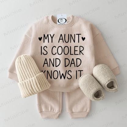 MY AUNT IS COOLER AND DAD KNOWS IT Baby Beige Sweatshirt 2-piece Set - Beige - 2-3T - image 1