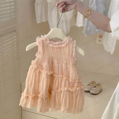Toddler Baby Girl Sleeveless Tiered Dress - Pink - 8-9T - image 2