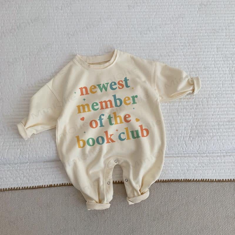 NEWEST MEMBER OF THE BOOK CLUB Baby Toddler Beige Romper - Beige - 2-3T - image 1