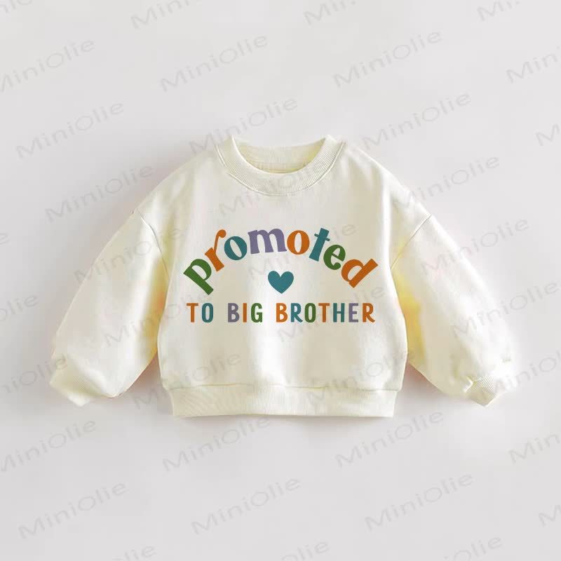 PROMOTED TO BIG BROTHER Baby Toddler Slogan Cream Sweatshirt - Cream - 3-5T - image 1