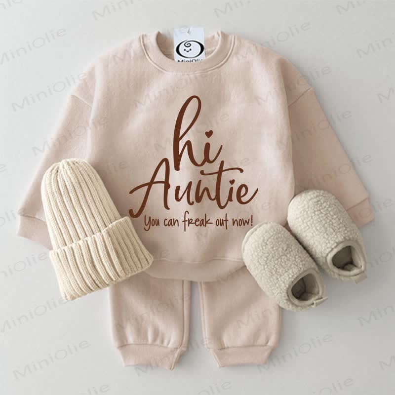 HI AUNTIE YOU CAN FREAK OUT NOW! Baby Beige Sweatshirt 2-piece Set - Beige - 2-3T - image 1