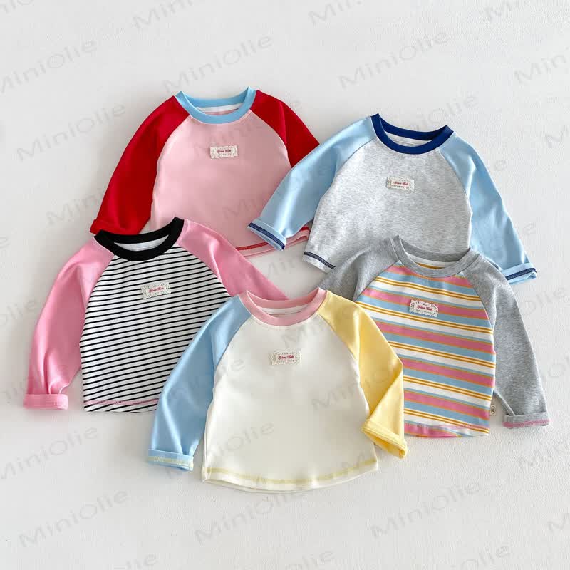 Baby Toddler Lace Label Color Block Long Sleeve T-Shirt - image 1