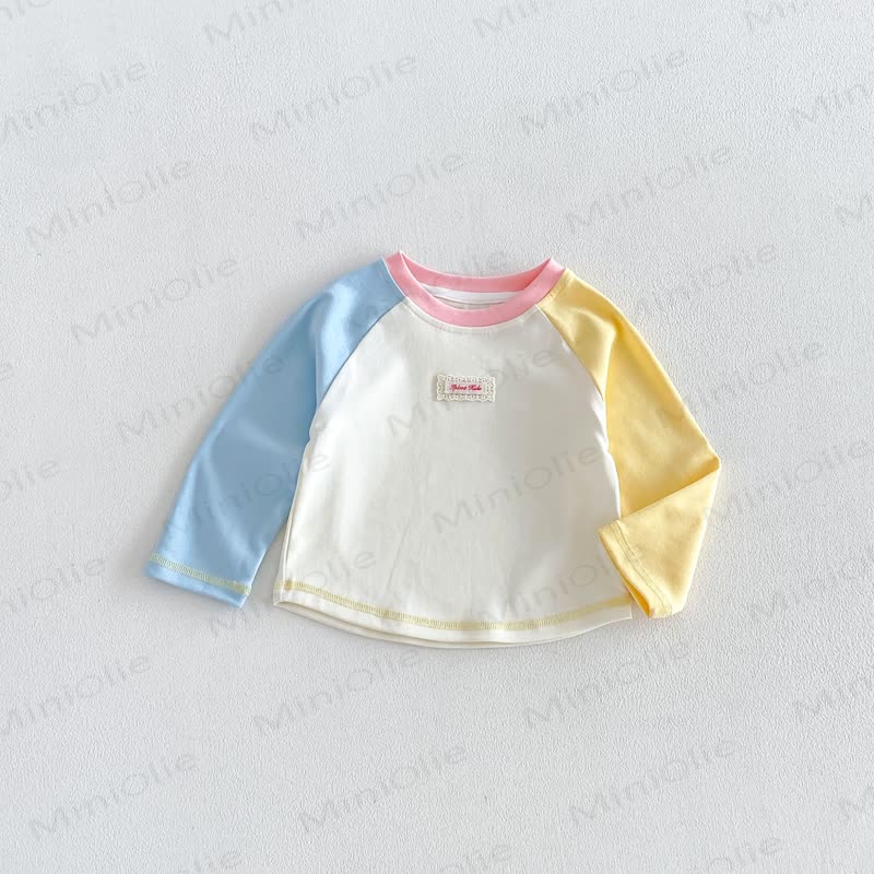 Baby Toddler Lace Label Color Block Long Sleeve T-Shirt - White - 6-7T - image 6