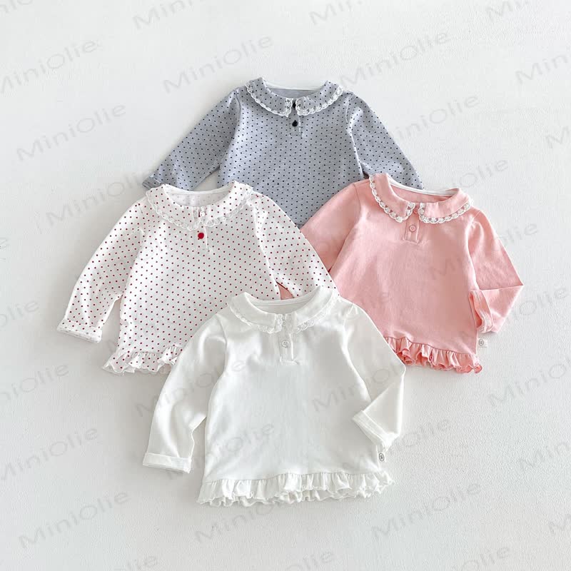 Baby Toddler Girl Lace Peter Pan Collar Long Sleeve T-Shirt - image 1