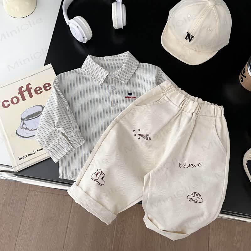 Baby Cartoon Embroidered Roll Cuff Pants or Shirt  - image 5