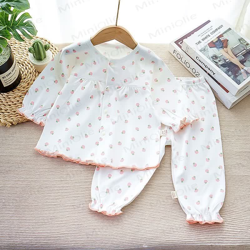 Toddler Girl Animal/Fruit Print Pajama 2-piece Set - White Mushroom - 3-4.5T - image 2