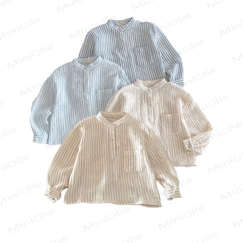 Toddler Kid Vertical Stripe Long Sleeve Linen T-Shirt - image 3