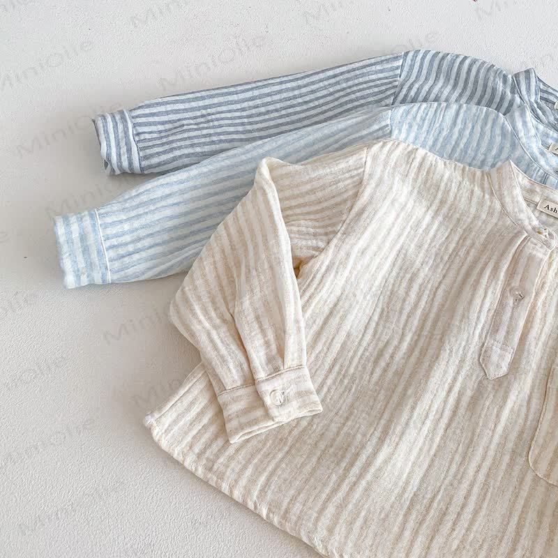 Toddler Kid Vertical Stripe Long Sleeve Linen T-Shirt - image 6