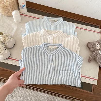 Toddler Kid Vertical Stripe Long Sleeve Linen T-Shirt - image 4