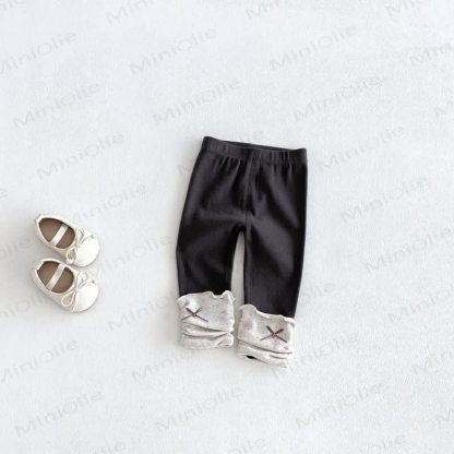 Baby Lace Trim Leggings - Gray - 2-3T - image 5
