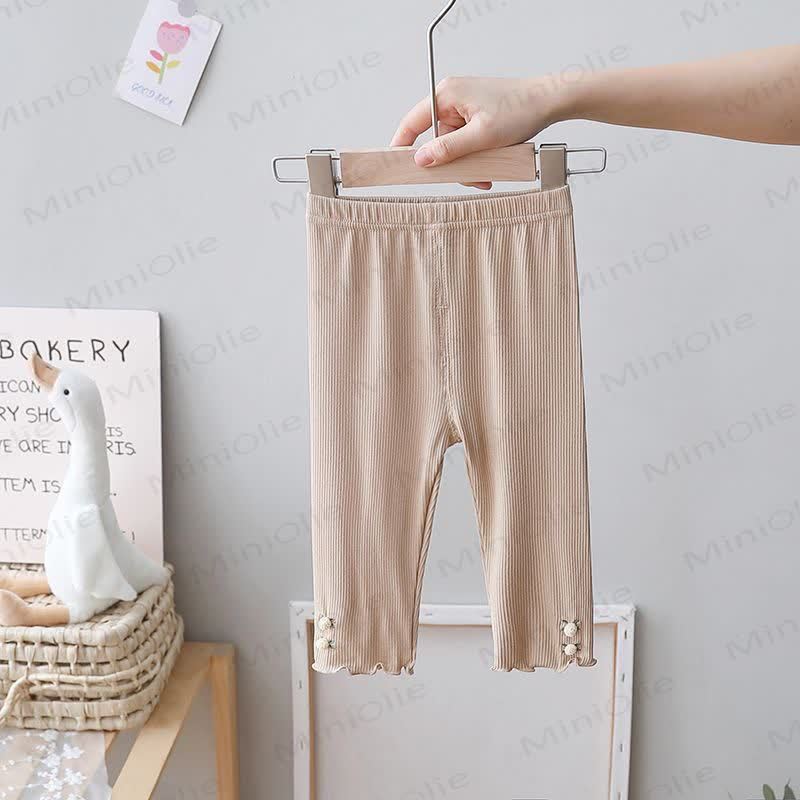 Toddler Girl Ribbed Ruffle Hem Capri Leggings - Brown - 4-5T - image 3