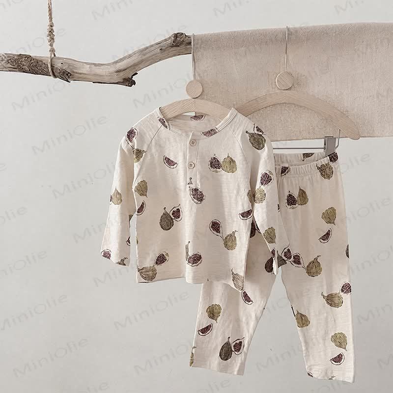 Toddler Baby Beige/Gray Cozy Pajama 2-piece Set - Beige Fig - 6-7T - image 3
