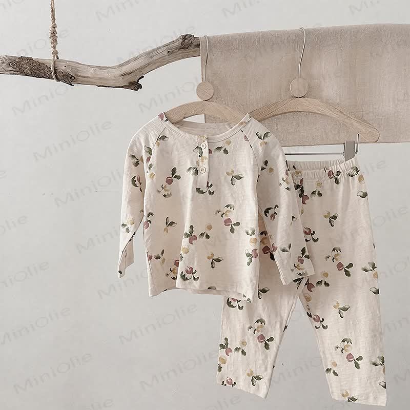 Toddler Baby Beige/Gray Cozy Pajama 2-piece Set - Beige Radish - 6-7T - image 2
