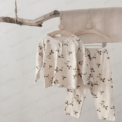 Toddler Baby Beige/Gray Cozy Pajama 2-piece Set - Beige Radish - 6-7T - image 2