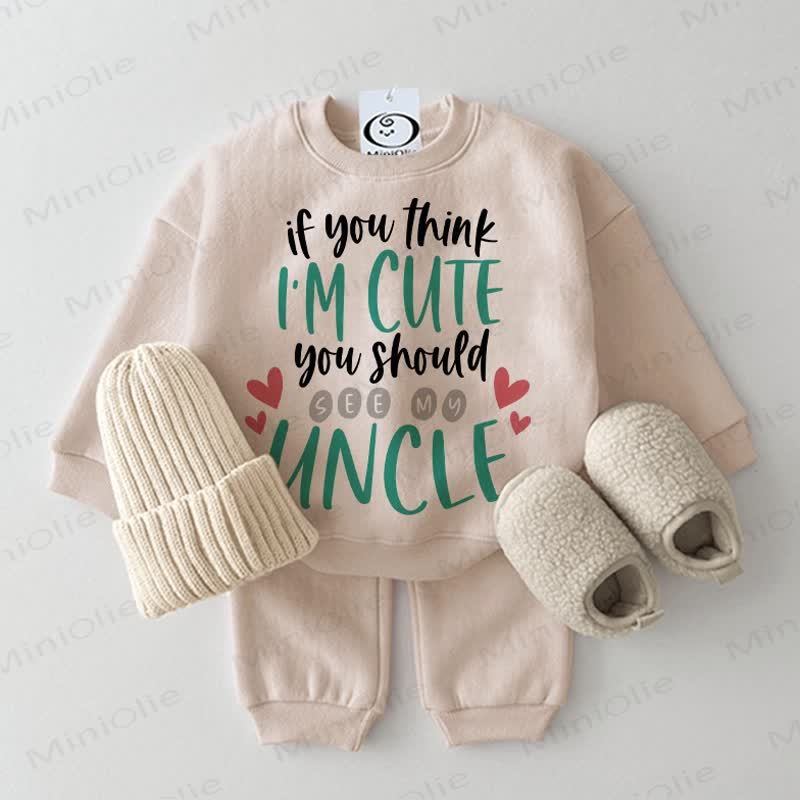IF YOU THINK I'M CUTE YOU SHOULD SEE MY UNCLE Baby Beige 2-piece Set - Beige - 2-3T - image 1