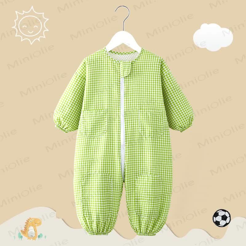 Baby Gingham Long Sleeves Romper - Green - 3-4T - image 4