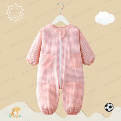 Baby Gingham Long Sleeves Romper - Pink - 3-4T - image 5