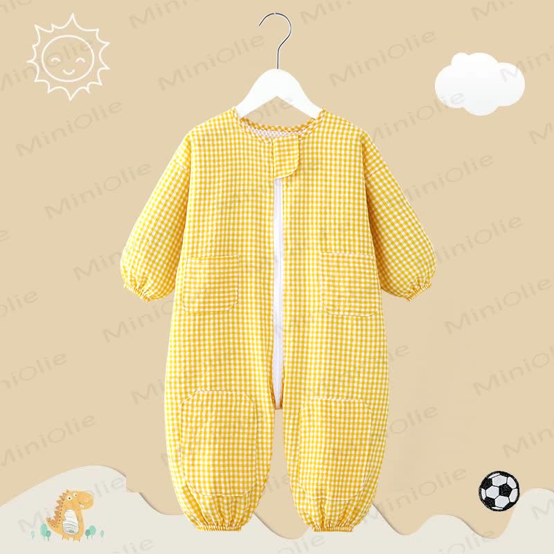 Baby Gingham Long Sleeves Romper - Yellow - 3-4T - image 6