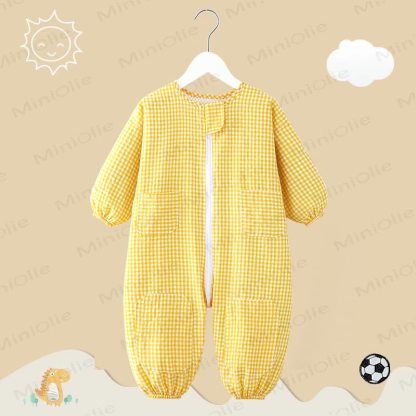 Baby Gingham Long Sleeves Romper - Yellow - 3-4T - image 6