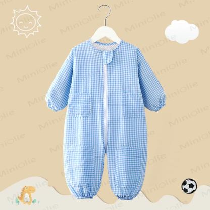 Baby Gingham Long Sleeves Romper - Blue - 3-4T - image 7