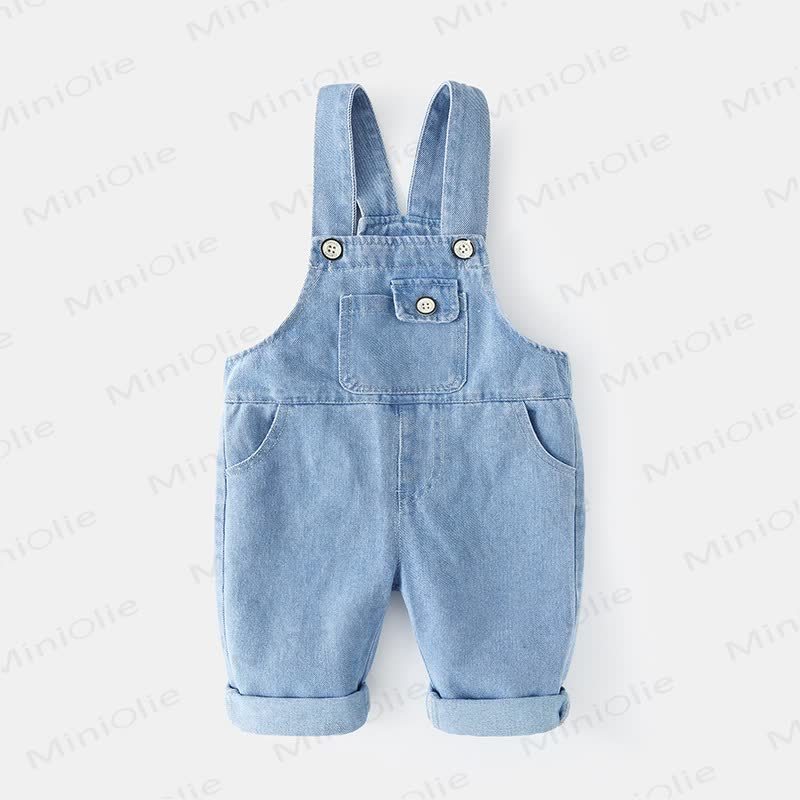 Baby Toddler Blue Denim Cuffed Overalls - Blue - 3-4T - image 1