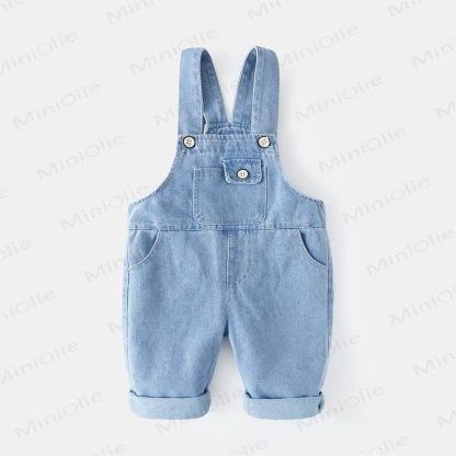 Baby Toddler Blue Denim Cuffed Overalls - Blue - 3-4T - image 1