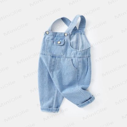 Baby Toddler Blue Denim Cuffed Overalls - image 3