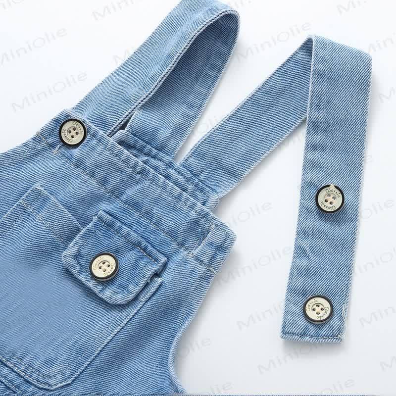Baby Toddler Blue Denim Cuffed Overalls - image 4