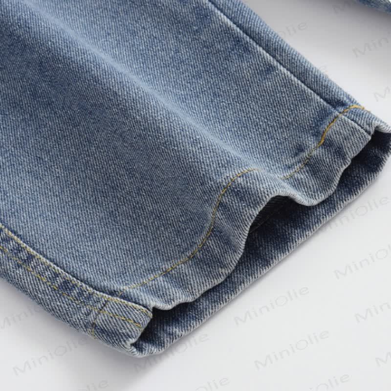 Toddler Baby Blue Bear Pocket Denim Rolled Hem Overalls - image 7