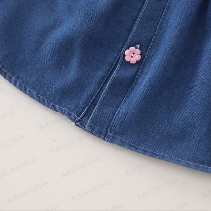 Toddler Baby Girl Navy Floral Denim Cami and Shorts 2-piece Set - image 4