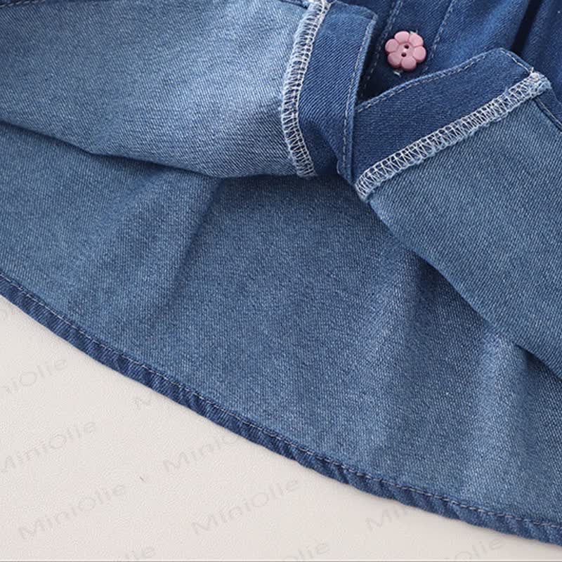 Toddler Baby Girl Navy Floral Denim Cami and Shorts 2-piece Set - image 5