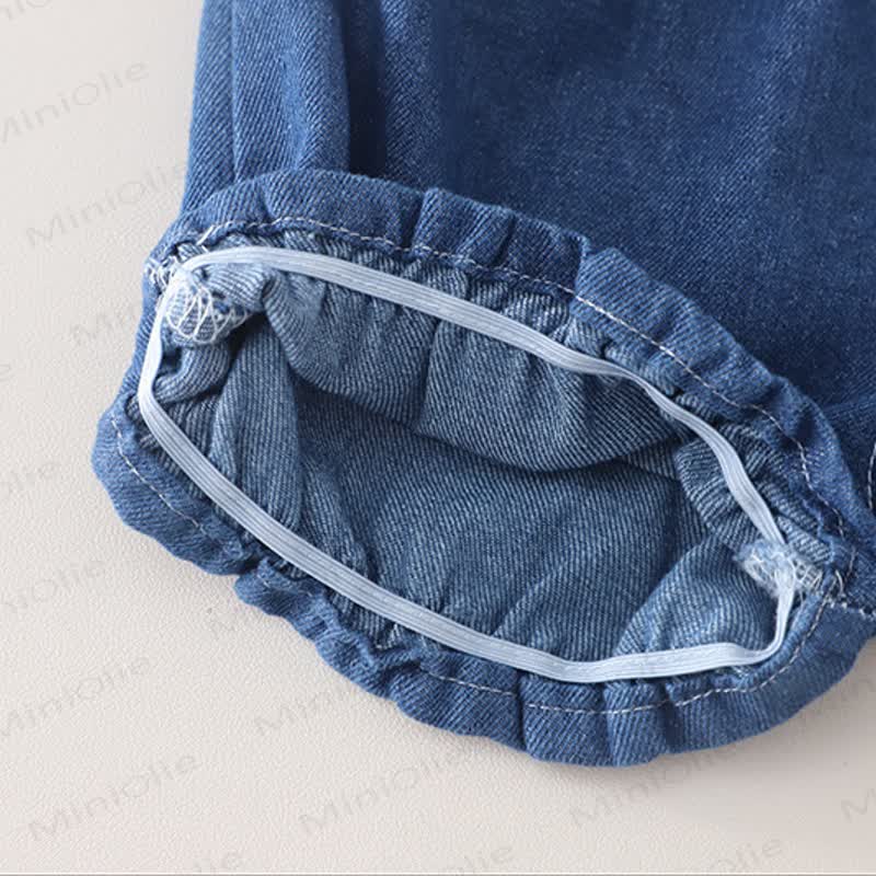 Toddler Baby Girl Navy Floral Denim Cami and Shorts 2-piece Set - image 9