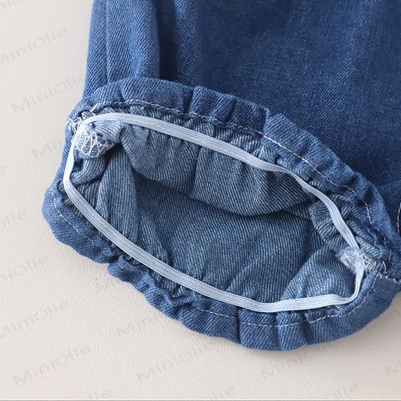 Toddler Baby Girl Navy Floral Denim Cami and Shorts 2-piece Set - image 9