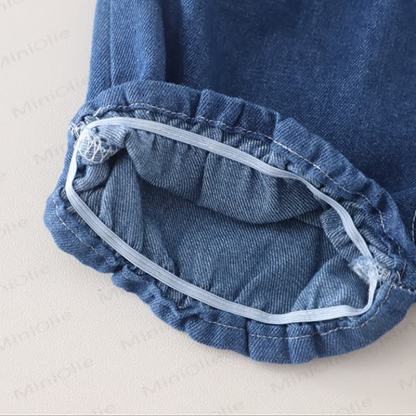 Toddler Baby Girl Navy Floral Denim Cami and Shorts 2-piece Set - image 9