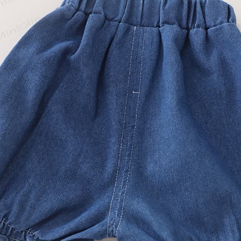 Toddler Baby Girl Navy Floral Denim Cami and Shorts 2-piece Set - image 7
