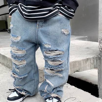 Toddler Boys Blue Ripped Denim Pants - Blue - 8-9T - image 1
