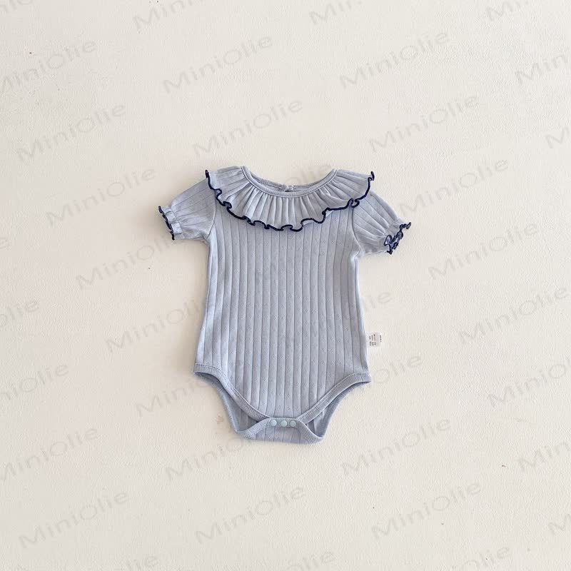 Baby Soft Ribbed Ruffle Collar Bodysuit - Blue - 18-24M - image 12