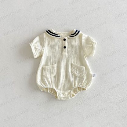 Baby Nautical Collar Pocket Bodysuit - Beige - 18-24M - image 11
