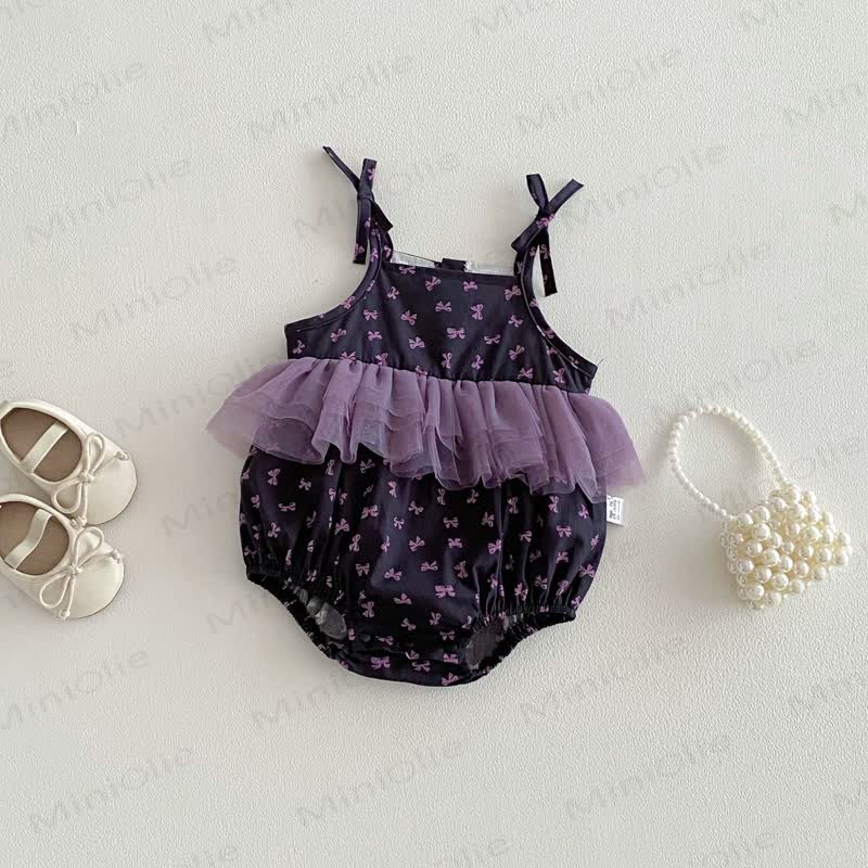 Baby Girl Bow Print Tulle Bodysuit - image 2
