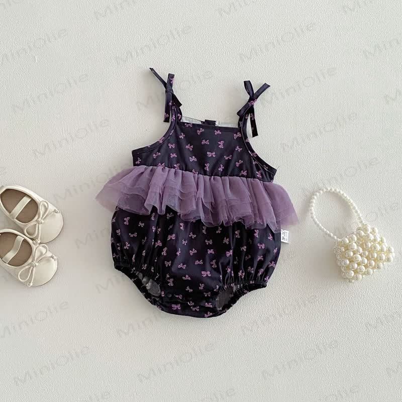 Baby Girl Bow Print Tulle Bodysuit - image 2