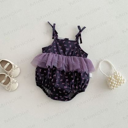 Baby Girl Bow Print Tulle Bodysuit - image 2